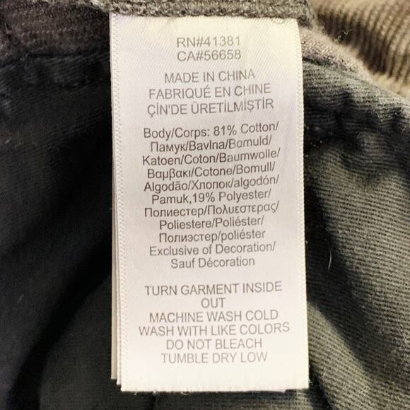 Size 31 Brown Corduroy Cotton Blend Distressed Straight Casual Pants - Picture 7 of 7